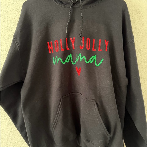 Black 'Holly Jolly Mama' Hoodie - Picture 2 of 3